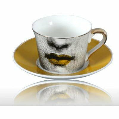 Golden Coffee Cup And Saucer