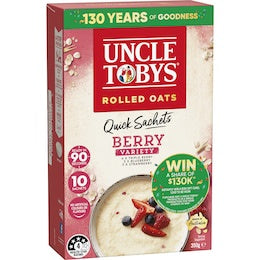 Uncle Tobys Rolled Oats Quick Satchets Berry Variety 350g