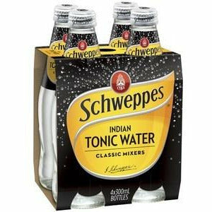 Schweppes Tonic Water Glass Bottle 300ml 4Pk