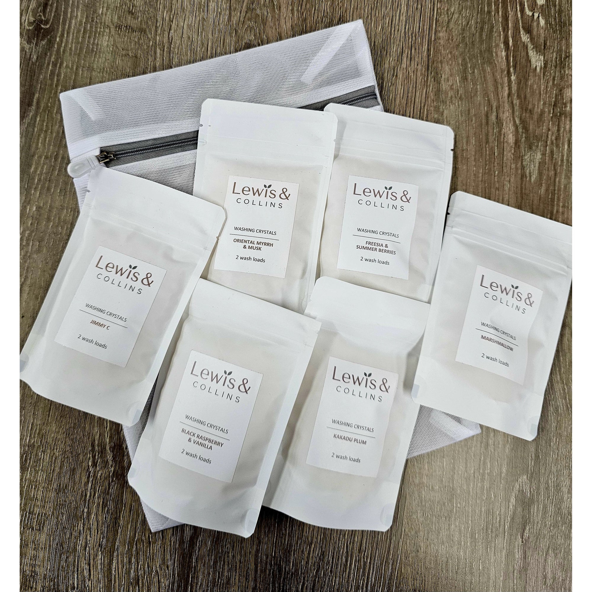 Lewis & Collins Washing Crystals Samplers in Laundry Bag