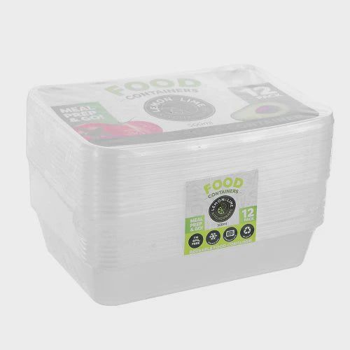 Lemon & Lime Disposable Food Containers Rectangle 500ml 12 Pack