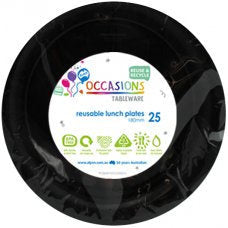Alpen Black Reusable Snack Plate 180mm 25 pack