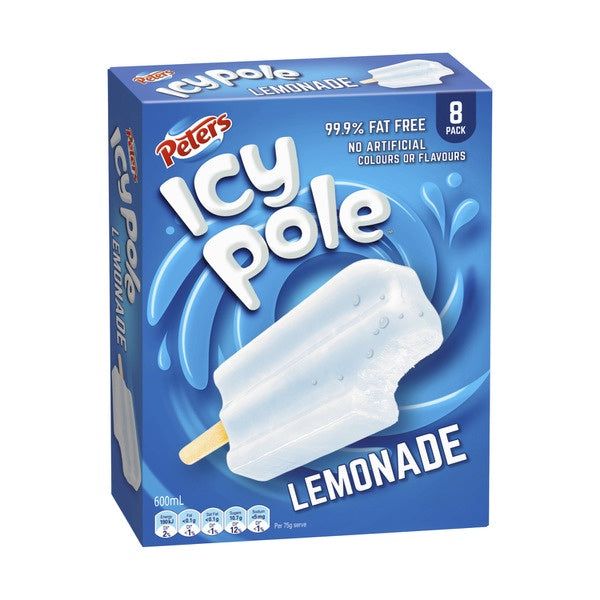 Peters Icy Pole Lemonade 8 pack 600ml