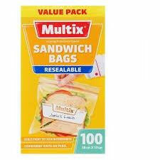 Multix Sandwich Bag Resealable 100Pk