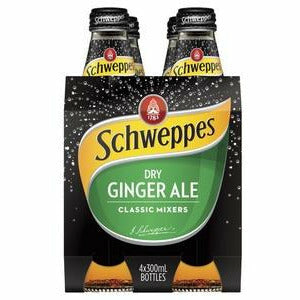 Schweppes Dry Ginger Ale Glass Bottle 300ml 4Pk