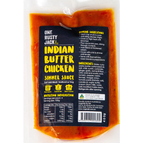 One Rusty Jack Indian Butter Chicken Simmer Sauce 400g