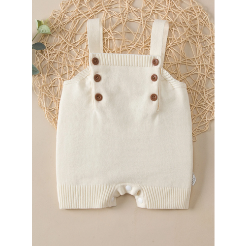 Baby Knit Romper Button Front Cream Size 1-3 Months