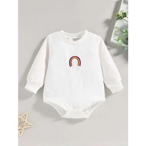 Baby Bodysuit Rainbow Embroidery White Size 1-3 Months