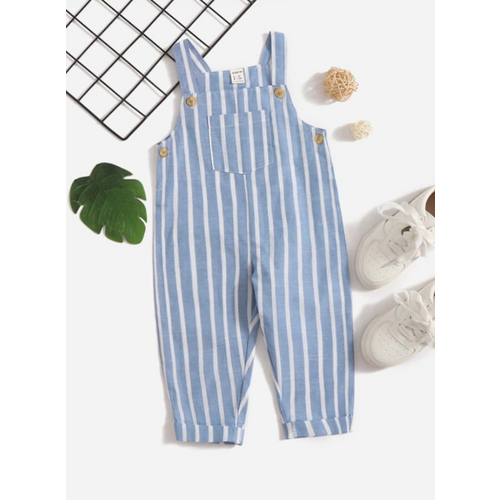 Baby Striped Overalls Blue 9-12 Months