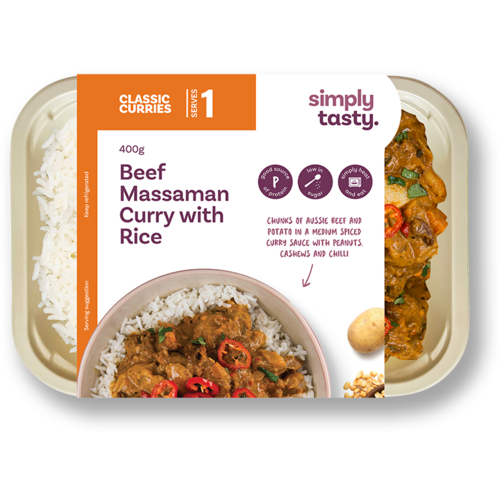 Simply Tasty Beef Massaman Curry with Rice 400gm