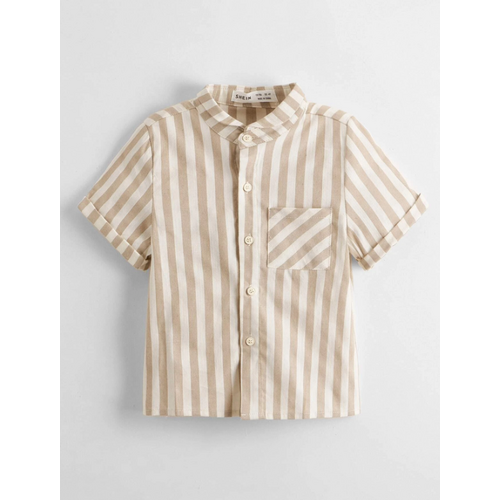 Boys Shirt Cream & Beige Stripe Size 2