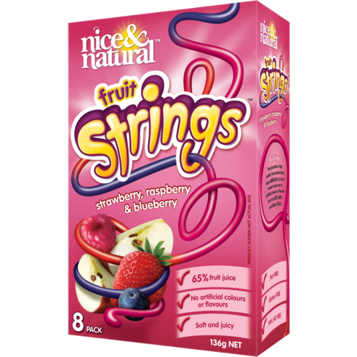 Nice & Natural Fruit Strings Strawberry Raspberry & Blueberry 8 pk 136g