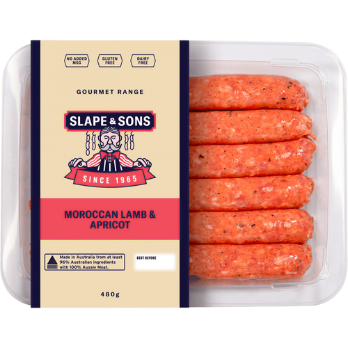 Slape & Sons Moroccan Lamb & Apricot Sausages 480g