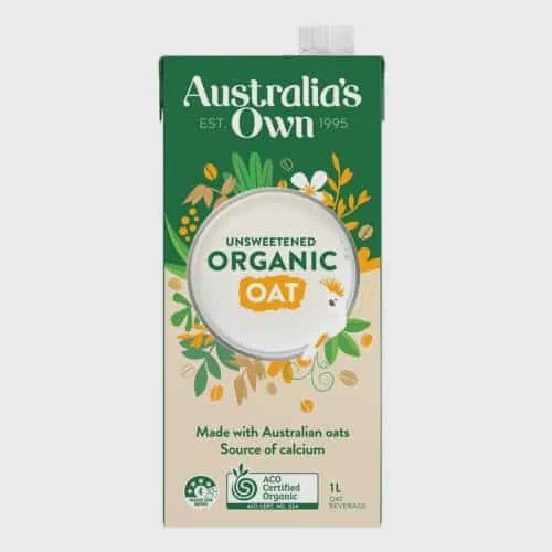 Australias Own Unsweetened Organic Oat Milk 1L