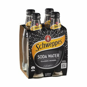 Schweppes 300Ml Glass Bottle Soda Water 4Pk
