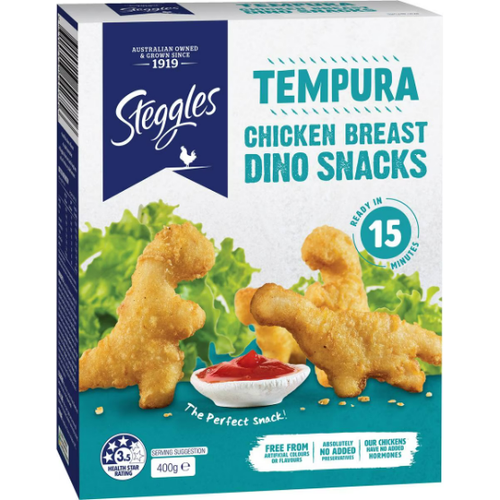 Steggles Chicken Breast Dino Snacks Tempura 400G