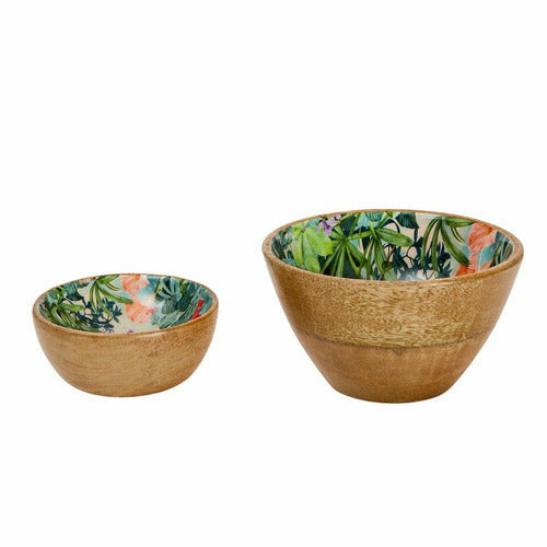 Mango Wood Dip & Nut Bowl Set of 2 Wildflower