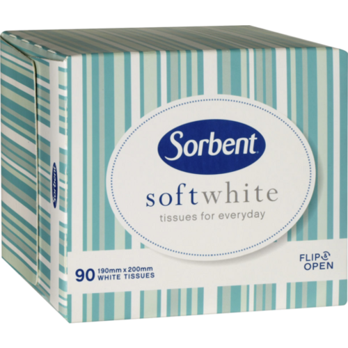 Sorbent Soft White Facial Tissues 90s