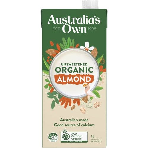 Australias Own Organic Almond Milk Unsweetened 1L