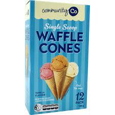 Community Co Waffle Cones Natural 12 pack