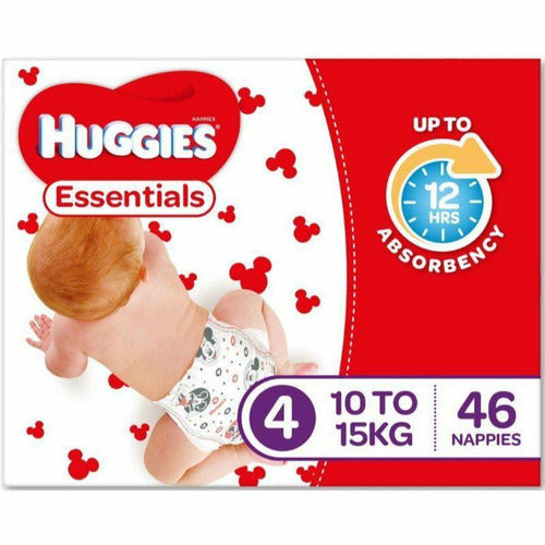 Huggies Essentials Nappy Size 4 Toddler 10-15kg 46 Pack