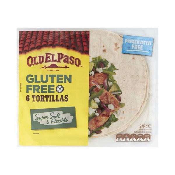 Old El Paso Gluten Free Tortillas 6 pack 216gm