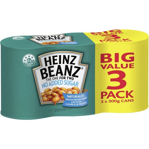 Heinz Beanz Baked Beans For Two No Added Sugar Big Value 3 pack x 300g