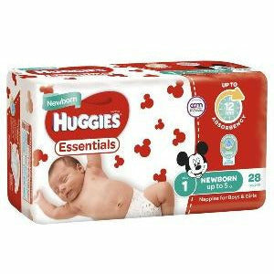 Huggies Essential Nappy Size 1 Newborn Up To 5Kg 28/Pack