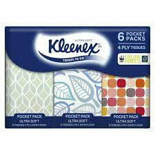 Kleenex Facial Tissue Pocket Pack 6 Pk