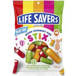Lifesavers Mixed Sherbert Fizz Stix 200gm