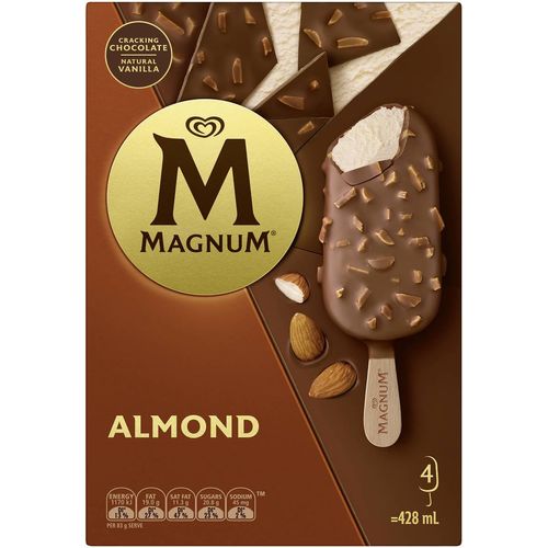Magnum Ice Cream Sticks Almond 107ml X 4 Pack