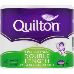 Quilton Toilet Tissue Double Length 3 Ply 4Pk