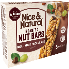 Nice & Natural Roasted Nut Bars Milk Choc 6 Pk