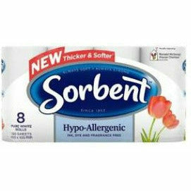 Sorbent Toilet Roll Hypo Allergenic 8 pack