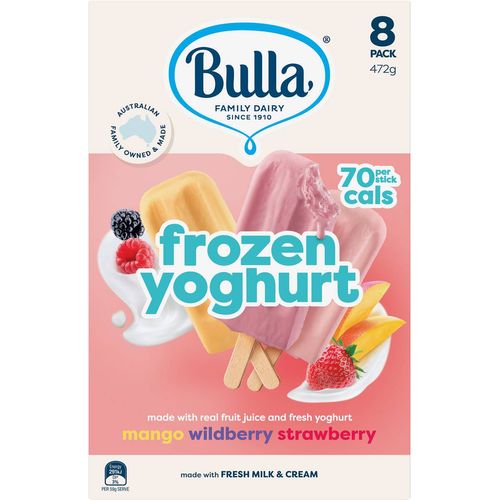 Bulla Frozen Yoghurt Strawberry, Mango & Wildberry 472g 8 Pack