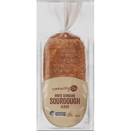 Community Co Semolina Sourdough White Sliced 630g