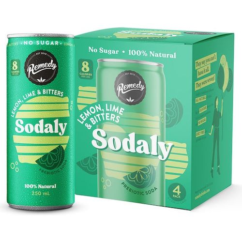 Remedy Sodaly Lemon Lime & Bitters 250mL x 4pk