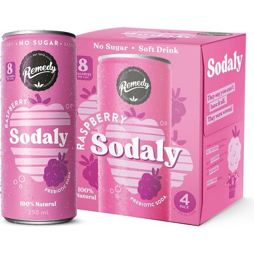 Remedy Sodaly Raspberry 250mL x 4pk