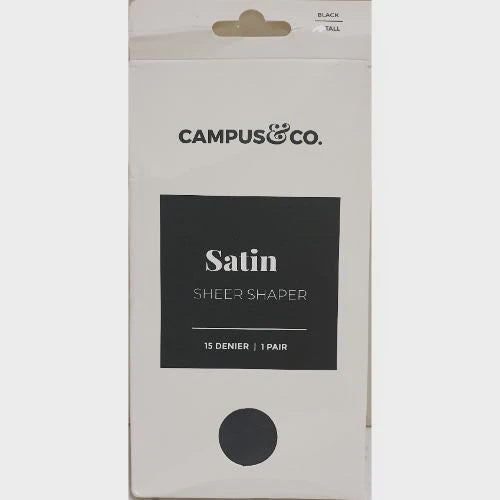 Campus & Co Satin Sheer Shaper Black Tall