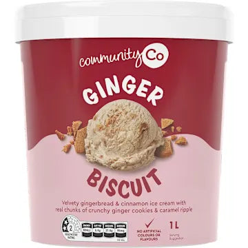 Community Co Ginger Biscuit Ice Cream 1L