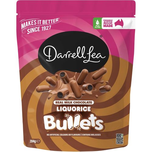 Darrell Lea Bullets Milk Chocolate Liquorice 204g