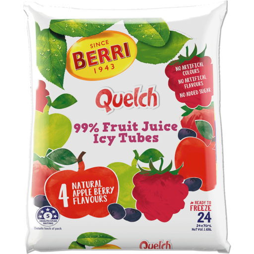 Berri Quelch Fruit Juice Icy Tubes Berry 24pk