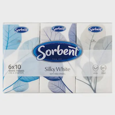 Sorbent Facial Tissues 4 Ply Pocket Packs 6pk