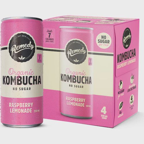 Remedy Kombucha Raspberry Lemonade 250mL x 4pk