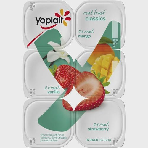 Yoplait Classics Vanilla Strawberry Mango 6 x 160g