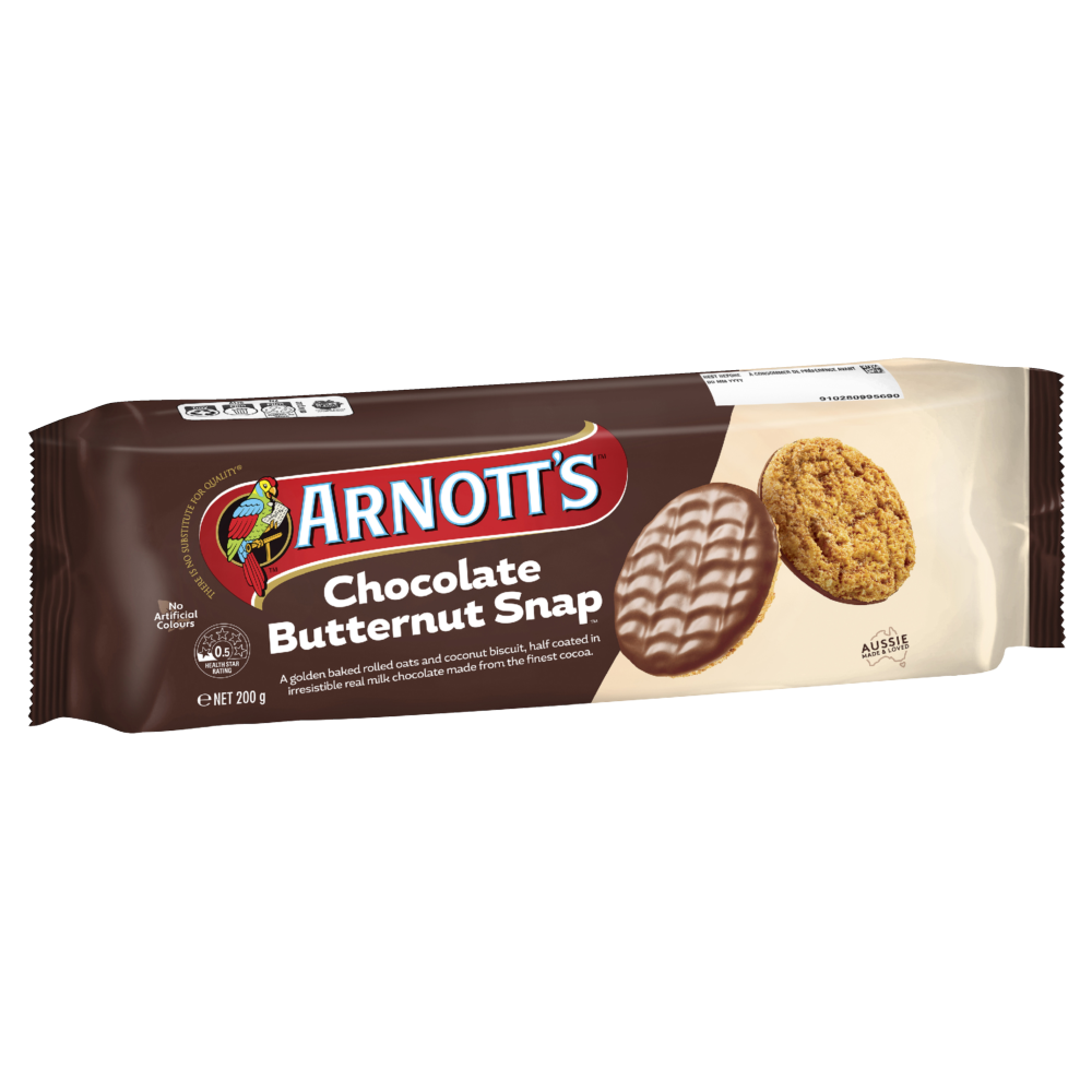 Arnotts Chocolate Butternut Snap Cookies 200g