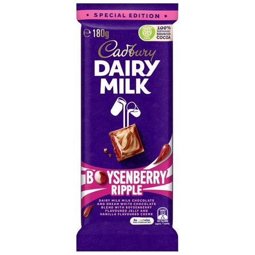 Cadbury  Dairy Milk Boysenberry Ripple Chocolate Block 180g