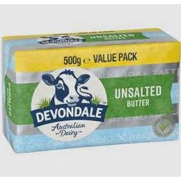 Devondale Butter Block Unsalted 500g