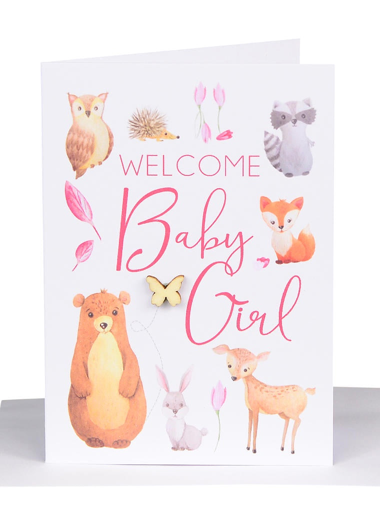 Forest Babies Baby Girl Greeting  Card