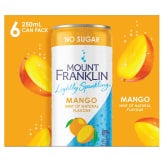 Mount Franklin Lightly Sparkling Water Mango Multipack Mini Cans 6 x 250ml